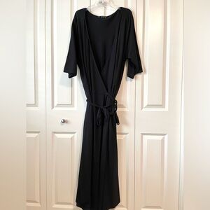 Tall Plus- custom cotton knit black wrap dress